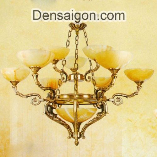 Đèn Chùm Cổ Điển Đồng Chao Đá Cao Cấp