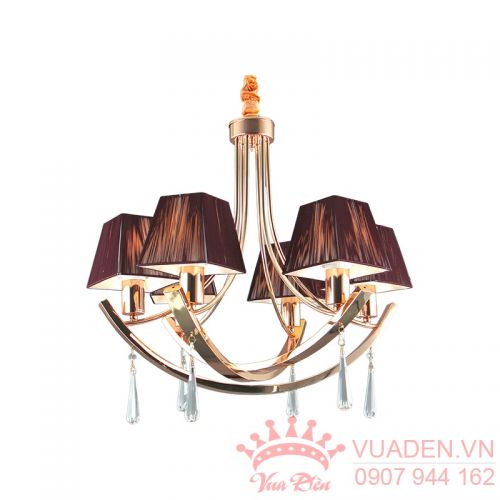 Đèn chùm cổ điển thiết kế chao vuông vải dù màu cà phê rất...