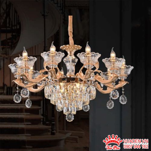 Đèn chùm cổ điển thiết kế pha lê cao cấp