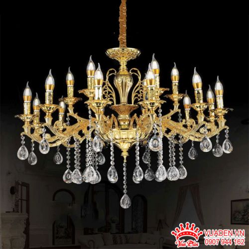 Đèn chùm pha lê nến cổ điển thiết kế đăng cấp