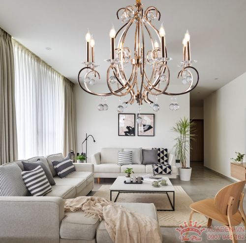 Đèn chùm thiết kế kiểu ý 8 tay đèn nhỏ gọn