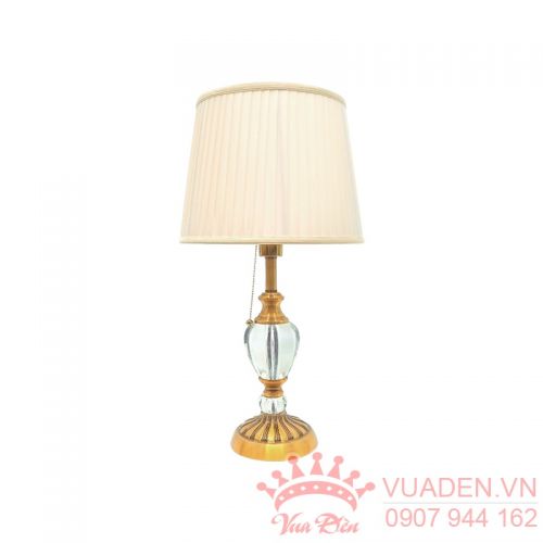 Đèn để bàn thiết kế thân pha lê chao dù màu vàng giá tốt