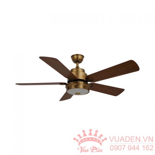 Đèn quạt trần thiết kế 5 cánh màu đồng cổ điển sang chảnh
