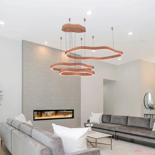 Đèn thả 3 vòng thiết kế thân inox hồng cao cấp