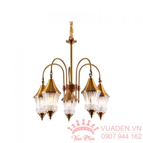 Đèn thả kiểu tân cổ điển chụp đèn màu vàng nổi bật
