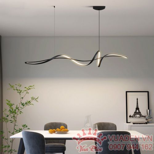 Đèn thả ngang uốn lượn màu đen nổi bật